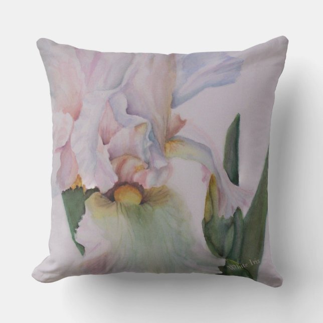 GORGEOUS WHITE IRIS FLOWER PATIO CUSHION (Front)