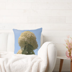 Gorgeous White Lime Hydrangea Floral Throw Pillow