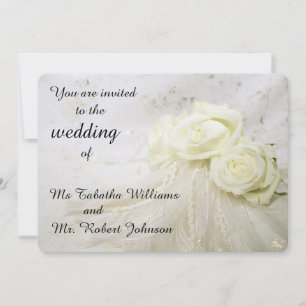 Gorgeous White Roses Wedding Invitation