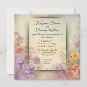 Gorgeous Wild Flowers Elegant Wedding Invitation