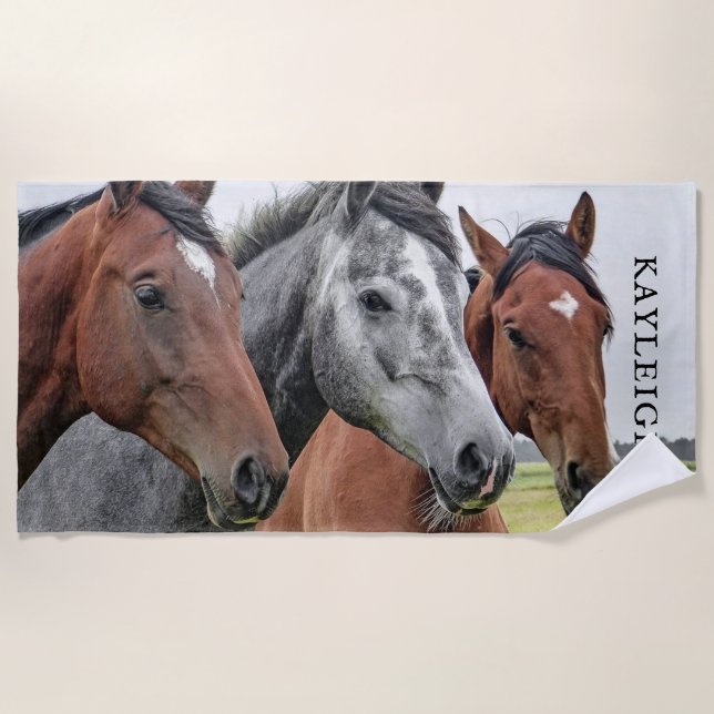 Gorgeous Wild Horses Custom Beach Towel (Front)