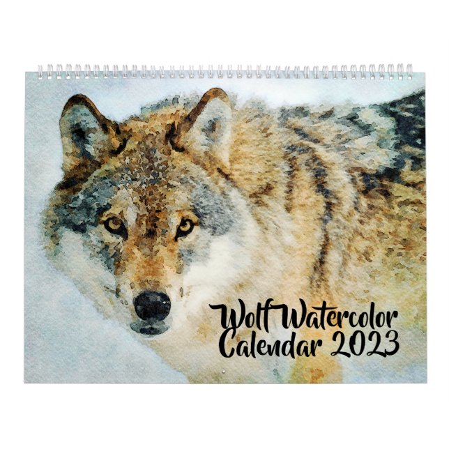 Gorgeous Wolf Wildlife Watercolor Wolves Painting Calendar (Cover)
