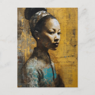 Gorgeous Woman Mixed Media Painting Postcard