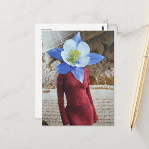 Gorgeous Woman With Flower Head Collage Postcard