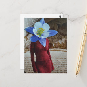 Gorgeous Woman With Flower Head Collage Postcard