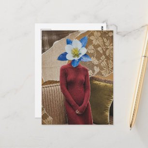 Gorgeous Woman With Flower Head Collage Postcard