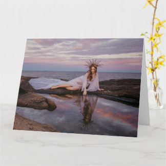 gorgeous women and sea folded greeting card