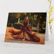 gorgeous women with Autumn folded greeting card 
