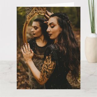 gorgeous women with mirror greeting card
