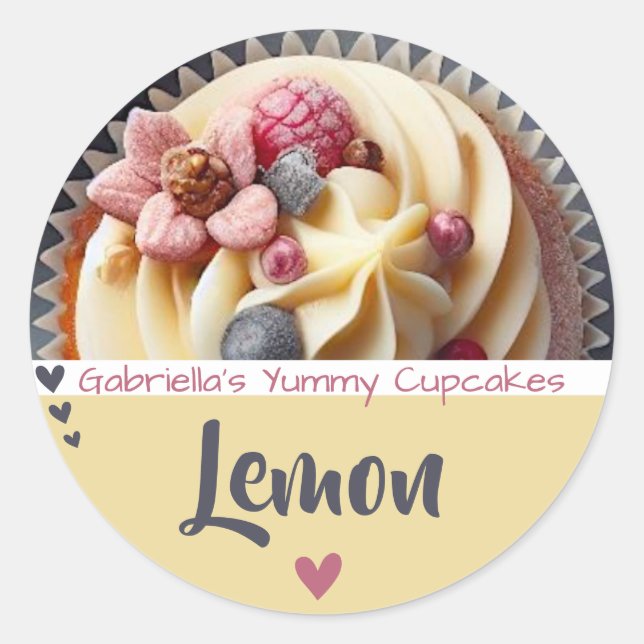 Gorgeous Yellow Cupcake Cake Photo Baking Label (Front)