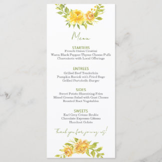 Gorgeous Yellow Floral Menu