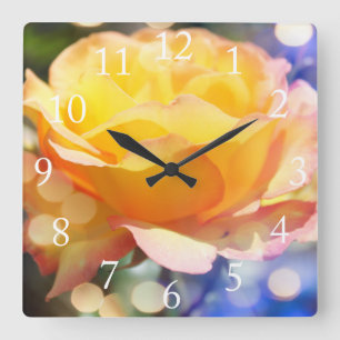 Gorgeous yellow rose flower. Floral fine art. Square Wall Clock