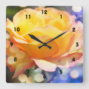 Gorgeous yellow rose flower. Floral photography. Square Wall Clock