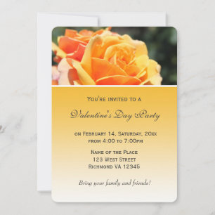 Gorgeous yellow rose flower Valentine's Day party Invitation