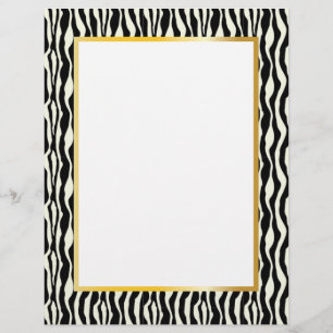 Gorgeous Zebra Border Stationery - Gold