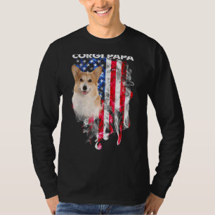 Gorgi Dog Papa Usa Flag Happy Father's Day 4th Of T-Shirt