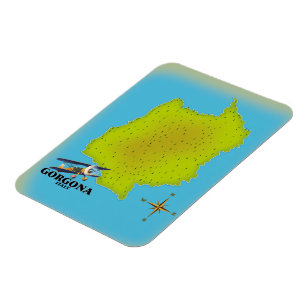 Gorgona Italy map travel poster. Magnet