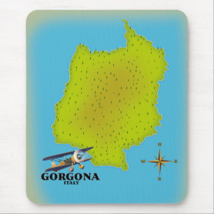Gorgona Italy map travel poster. Mouse Mat