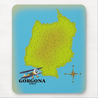 Gorgona Italy map travel poster. Mouse Mat