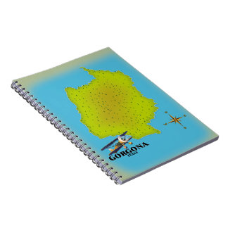 Gorgona Italy map travel poster. Notebook