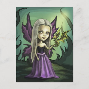 Gorhic Fairy and Baby Dragon Postcard