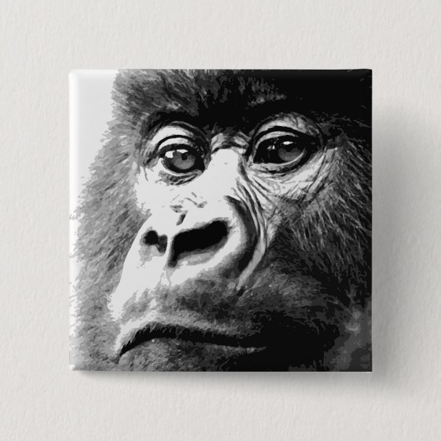 Gorilla 15 Cm Square Badge (Front)
