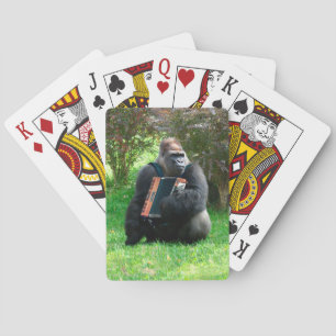 Gorilla Accordion Player Funny Weird Accordionist Playing Cards