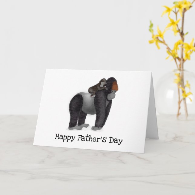 Gorilla and baby Father's Day card (Yellow Flower)