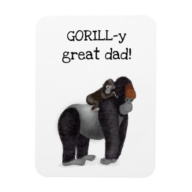 Gorilla and baby 'great dad' card magnet (Vertical)