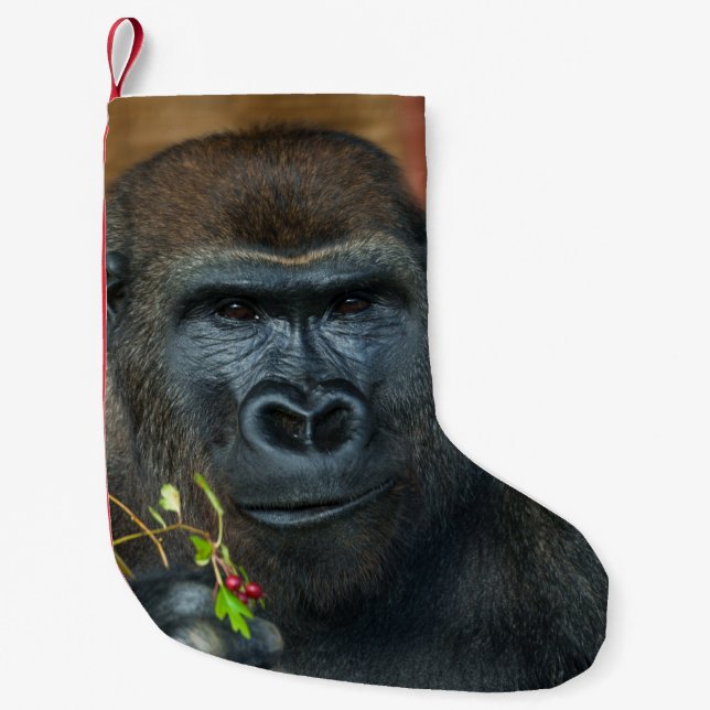 Gorilla And His Berries Small Christmas Stocking (Front)