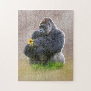 Gorilla and Yellow Daisy Jigsaw Puzzle