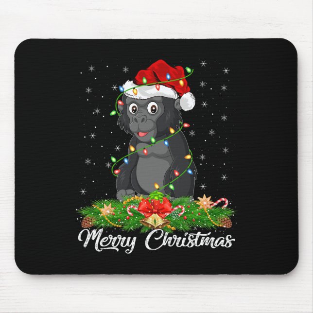 Gorilla Animal Lover Matching Santa Hat Gorilla Ch Mouse Mat (Front)