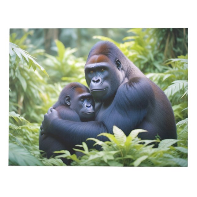 Gorilla Animal Nature Wildlife Affection Caring Notepad (Front)