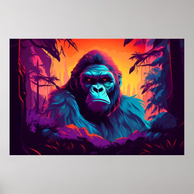 Gorilla Ape Animal Jungle Nature Wilderness Poster (Front)