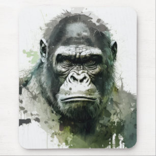 Gorilla Ape Animal Painting Wildlife Forest Mouse Mat