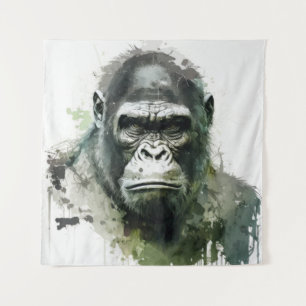 Gorilla Ape Animal Painting Wildlife Forest Tapestry