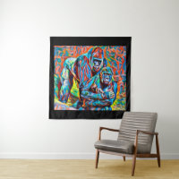 Gorilla Ape Family Abstract Animals Wildlife Art 