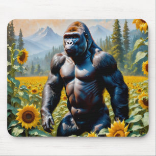 Gorilla Ape In A Field Of Sunflower Mouse Mat