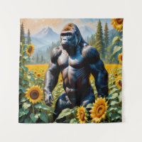 Gorilla Ape In A Field Of Sunflower
