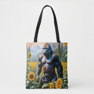Gorilla Ape In A Field Of Sunflower Tote Bag