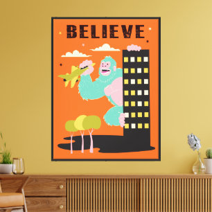 Gorilla Ape Monster retro mod pop art Canvas Print