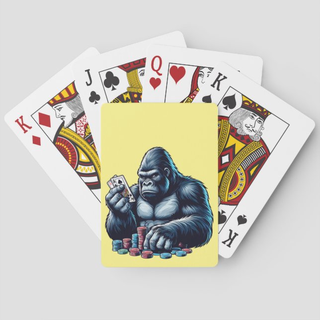 gorilla ape playing cards poker gambling casino  (Back)