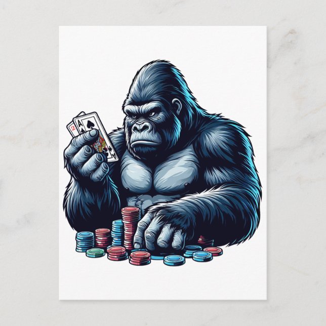 gorilla ape playing cards poker gambling casino (Front)