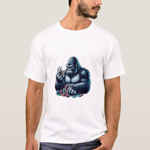 gorilla ape playing cards poker gambling casino  T-Shirt