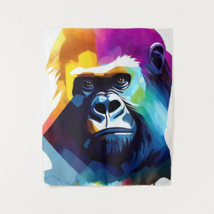 Gorilla Ape Wild Nature Animal Color Art Painting Tapestry