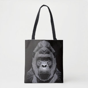 Gorilla Ape Wild Nature Animal Illustration Art  Tote Bag