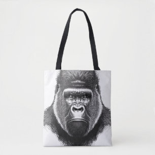 Gorilla Ape Wild Nature Animal Illustration Art Tote Bag