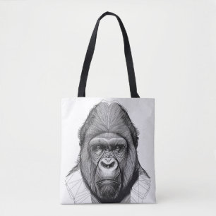 Gorilla Ape Wild Nature Animal Illustration Art Tote Bag