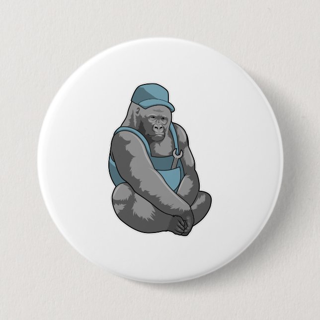 Gorilla as Craftsman with Wrench 7.5 Cm Round Badge (Front)