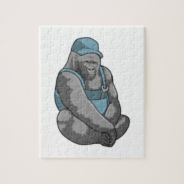 Gorilla as Craftsman with Wrench Jigsaw Puzzle (Vertical)